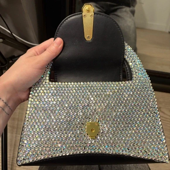 Glamorous Black and Silver Mini Bag with Crescent Shape - Picture 4 of 7